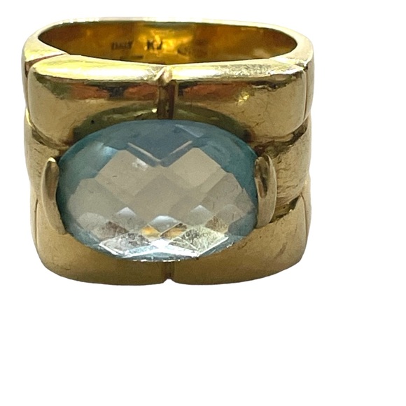 18k Gold Vintage Italian Ring with Aqua - Picture 2 of 15